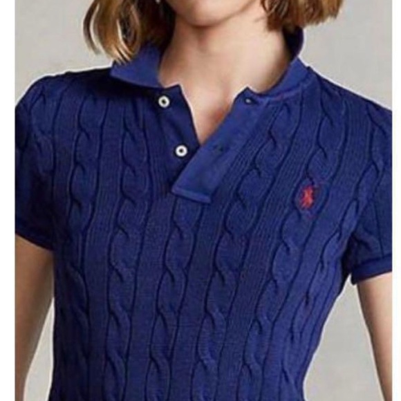 Polo by Ralph Lauren Blue Cable Knit Polo Shirt - Picture 6 of 6